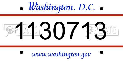 1130713 District Of Columbia License Plate