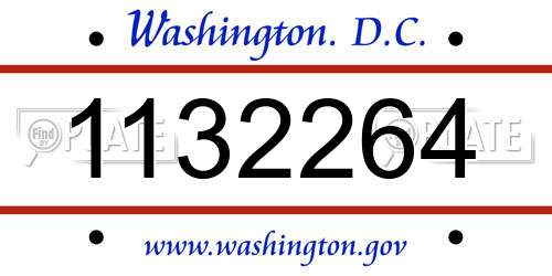 1132264 District Of Columbia License Plate