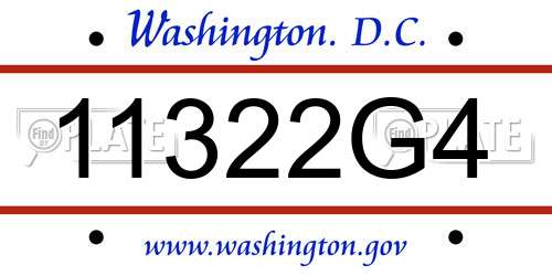 11322G4 District Of Columbia License Plate