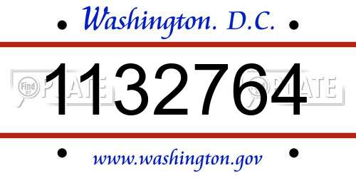 1132764 District Of Columbia License Plate