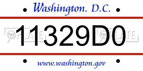 11329D0 District Of Columbia License Plate