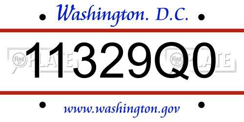 11329Q0 District Of Columbia License Plate