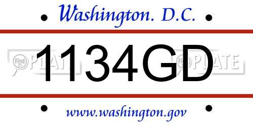 1134GD District Of Columbia License Plate