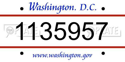 1135957 District Of Columbia License Plate