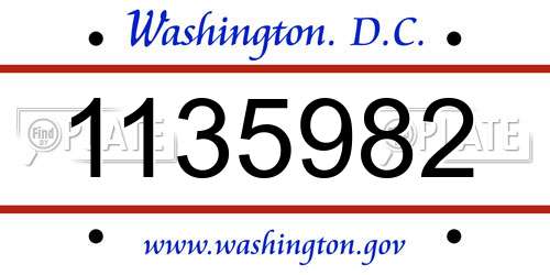 1135982 District Of Columbia License Plate