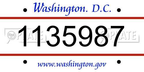1135987 District Of Columbia License Plate
