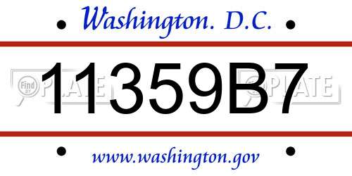11359B7 District Of Columbia License Plate