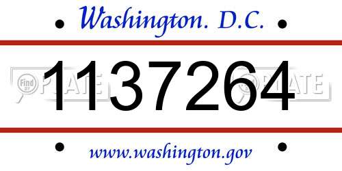1137264 District Of Columbia License Plate