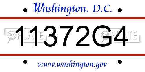 11372G4 District Of Columbia License Plate