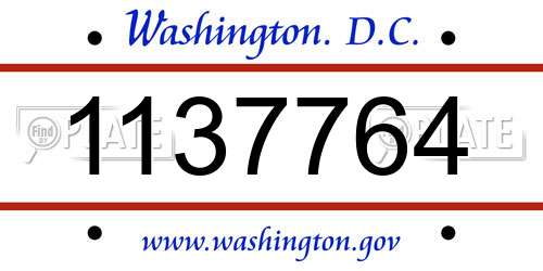 1137764 District Of Columbia License Plate
