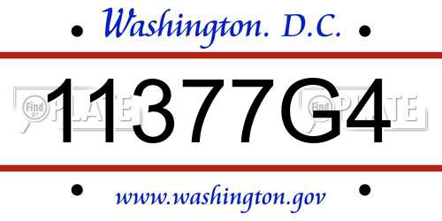 11377G4 District Of Columbia License Plate