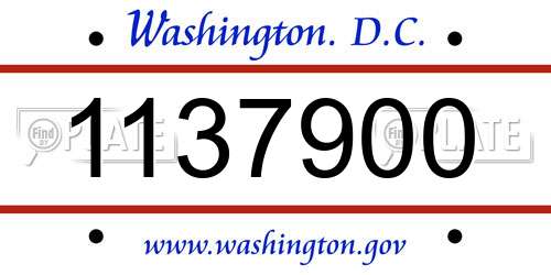 1137900 District Of Columbia License Plate