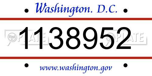 1138952 District Of Columbia License Plate