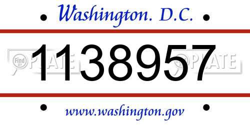 1138957 District Of Columbia License Plate