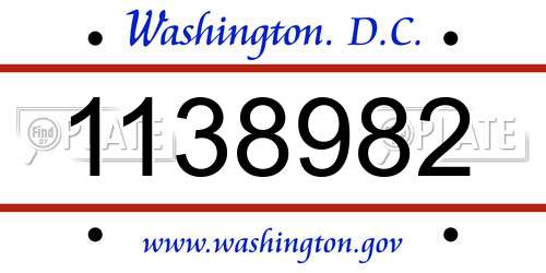 1138982 District Of Columbia License Plate