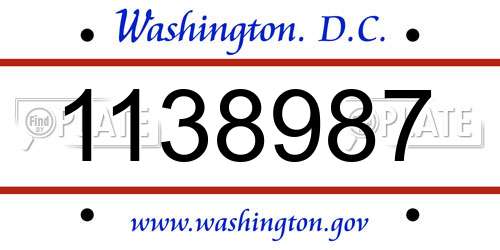 1138987 District Of Columbia License Plate