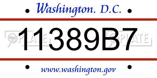 11389B7 District Of Columbia License Plate