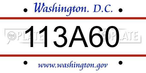 113A60 District Of Columbia License Plate