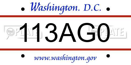 113AG0 District Of Columbia License Plate