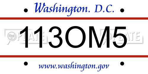 113OM5 District Of Columbia License Plate