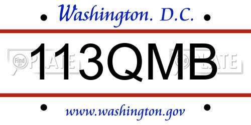 113QMB District Of Columbia License Plate