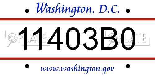 11403B0 District Of Columbia License Plate
