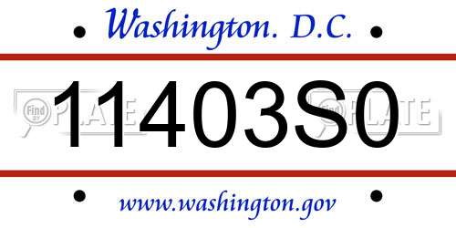 11403S0 District Of Columbia License Plate