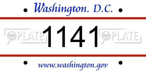 1141 District Of Columbia License Plate