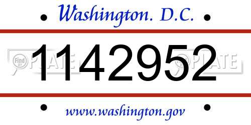 1142952 District Of Columbia License Plate