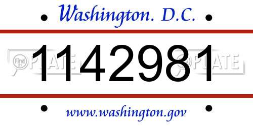 1142981 District Of Columbia License Plate