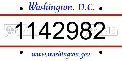 1142982 District Of Columbia License Plate