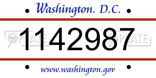 1142987 District Of Columbia License Plate