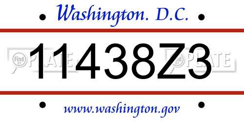 11438Z3 District Of Columbia License Plate