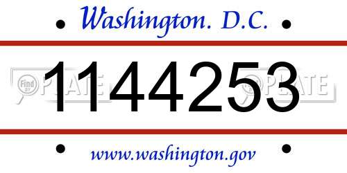 1144253 District Of Columbia License Plate