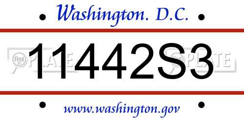 11442S3 District Of Columbia License Plate