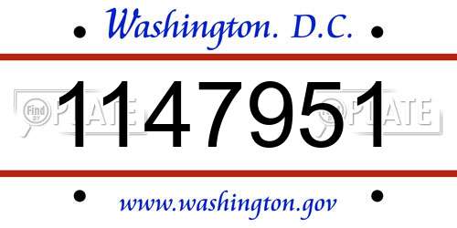 1147951 District Of Columbia License Plate