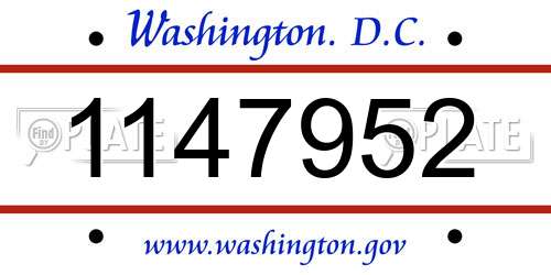 1147952 District Of Columbia License Plate