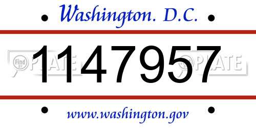 1147957 District Of Columbia License Plate