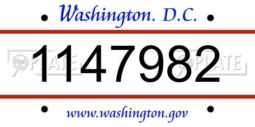 1147982 District Of Columbia License Plate
