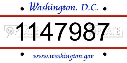 1147987 District Of Columbia License Plate