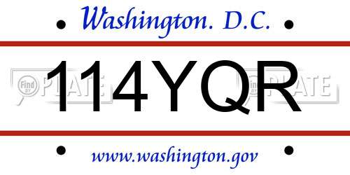 114YQR District Of Columbia License Plate