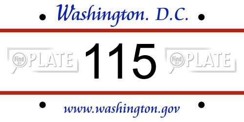 115 District Of Columbia License Plate