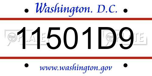 11501D9 District Of Columbia License Plate
