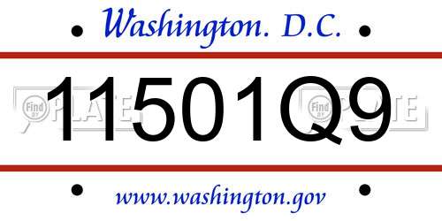 11501Q9 District Of Columbia License Plate