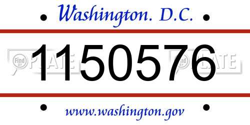 1150576 District Of Columbia License Plate