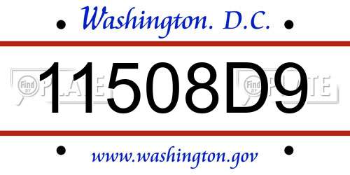 11508D9 District Of Columbia License Plate