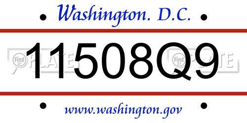 11508Q9 District Of Columbia License Plate