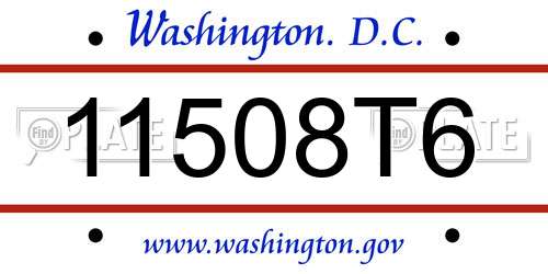 11508T6 District Of Columbia License Plate