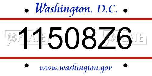 11508Z6 District Of Columbia License Plate