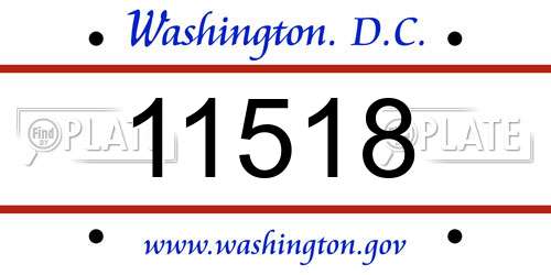 11518 District Of Columbia License Plate